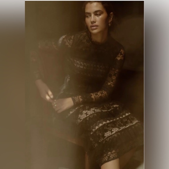 Anthropologie Black Lace Midi Dress - Picture 3 of 6